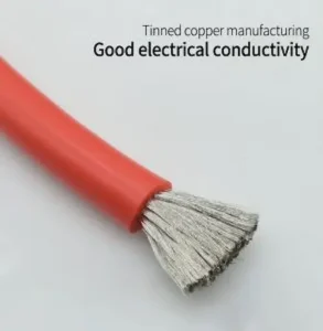 Silicone rubber high temperature wire spool with 200°C 300V rating label close-up