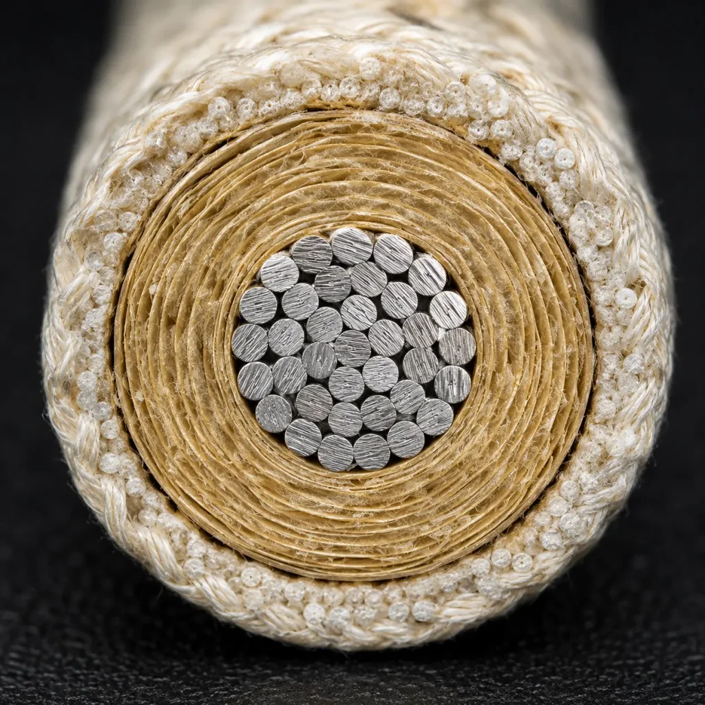 Macro cross-section GN500 mica tape nickel-plated copper conductor glass braid