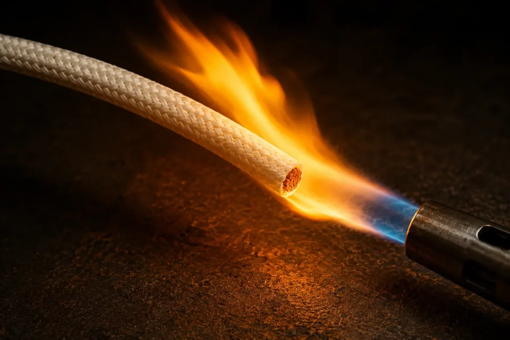 Mica fiberglass high temperature wire flame test 450C heat resistant UL 5107