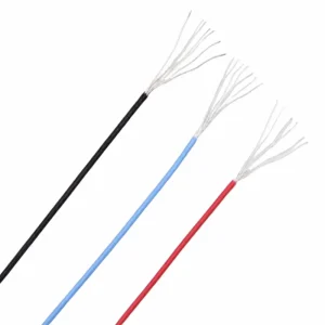 Class H motor lead wire cross section showing silicone rubber insulation and stranded copper conductor