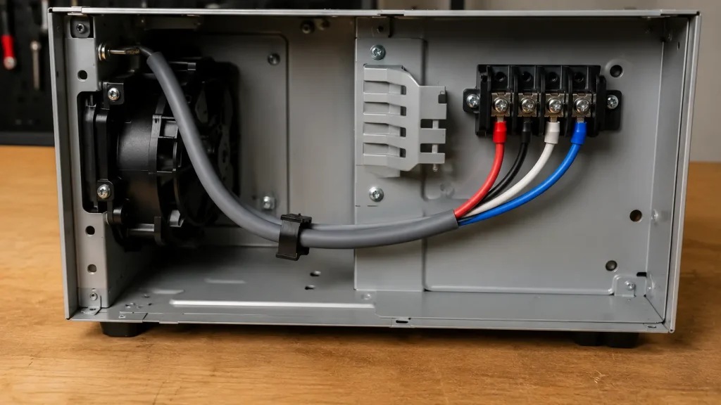 Multi-core silicone rubber cable with UL 3135 cores routed inside totally enclosed appliance internal wiring