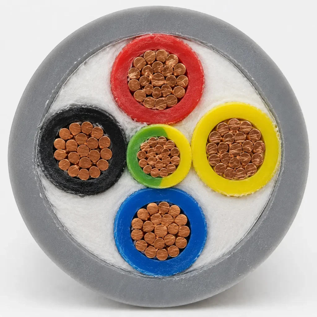Macro cross-section RVV 5-core PVC control cable color coded copper cores