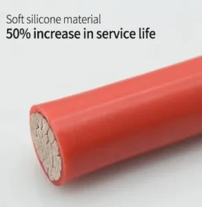 Super flexible silicone high temperature wire bent into tight loop demonstrating flexibility without kinking