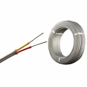 Multi-pair thermocouple compensation cable cross section showing 12 colour-coded conductor pairs
