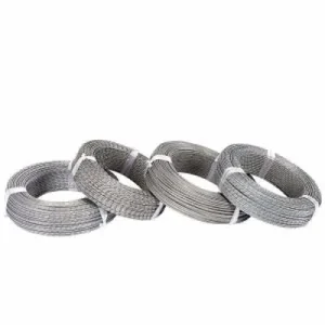 Type K thermocouple compensation cable connected to thermocouple head on industrial furnace temperature control system