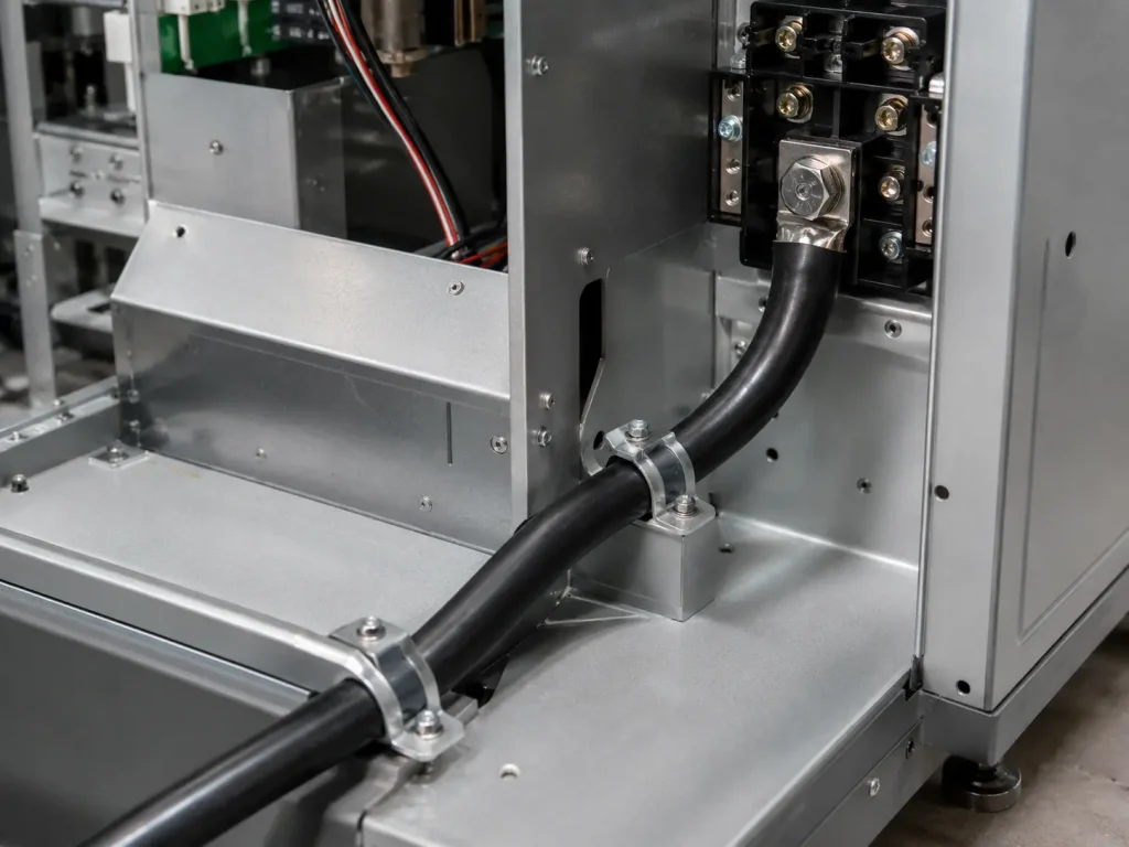 UL 1032 2 AWG PVC power wire routed for large-conductor internal power connection inside appliance
