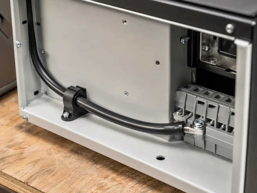 UL 1283 8 AWG PVC power wire routed for internal power connection inside equipment