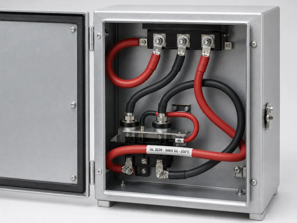 UL 3239 high voltage silicone rubber wire 60kV DC internal wiring inside high voltage DC equipment enclosure