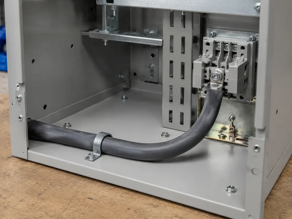UL 3582 fluoropolymer silicone jacket cable routed as protected internal wiring inside equipment