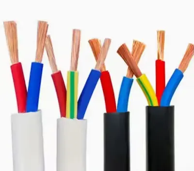 Color coded internal wires of a 3 core PVC insulated RVV cable