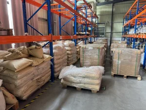 Bulk storage of plastic resin pellets and raw materials for high-quality cable insulation.