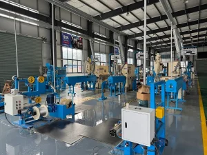 Advanced automated wire extrusion and production line at CableApex manufacturing facility.