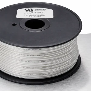 UL 1332 FEP insulated wire 200°C 300V natural white 20 AWG full reel product shot