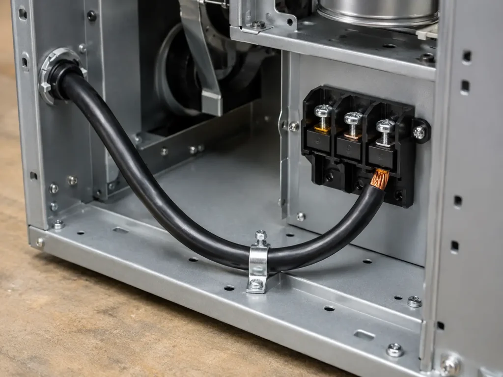 UL 10269 6 AWG PVC wire routed inside appliance chassis for internal wiring connections
