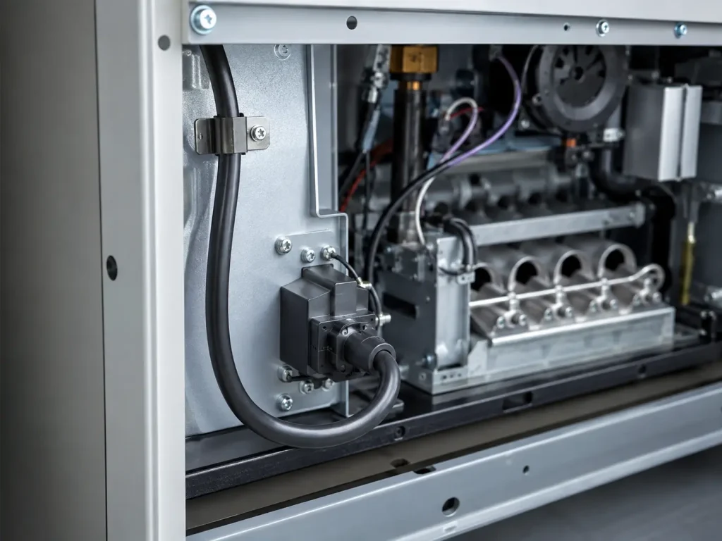 UL 1911 high voltage ignition wire routed as protected internal wiring inside electronic gas ignitor system