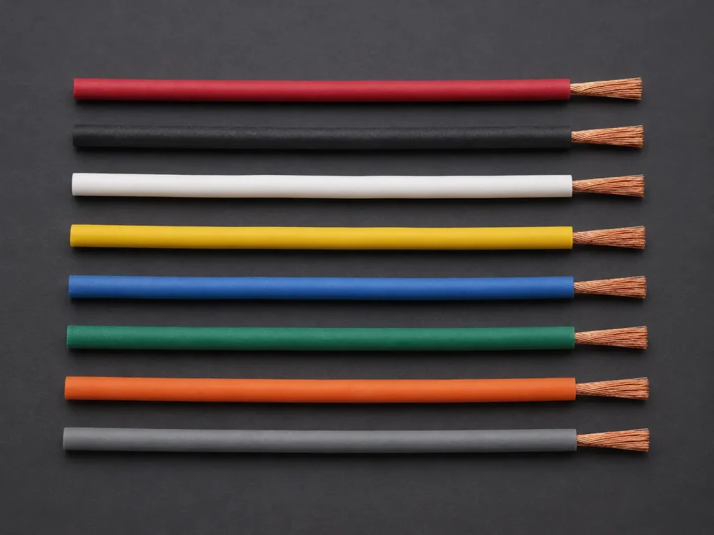UL 3266 XLPE wire colour options flat lay, 125°C, 300V AC, 32–10 AWG, extruded XLPE insulation
