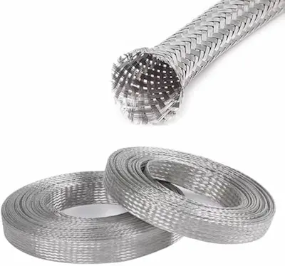 Various sizes of tinned copper braided earth straps at CableApex facility