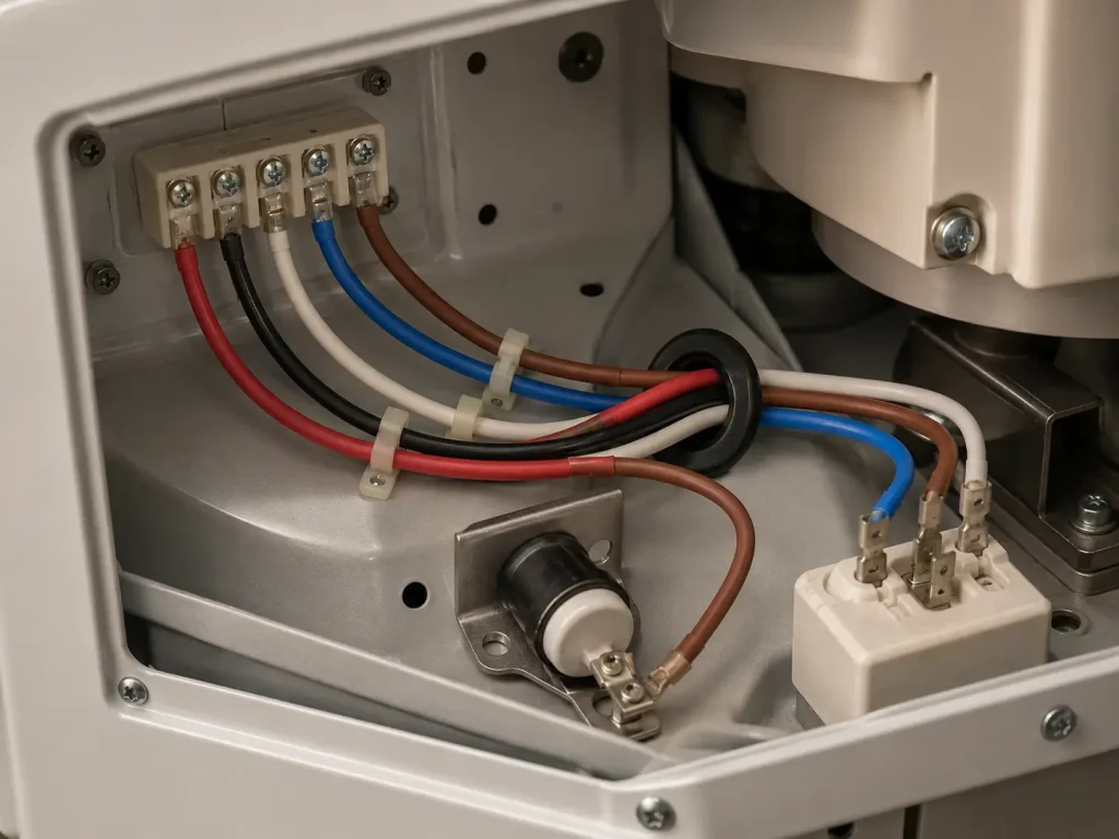 UL AWM Style 3135 22 AWG silicone wire routed as protected internal leads inside a totally enclosed appliance assembly, 200°C 600 Vac