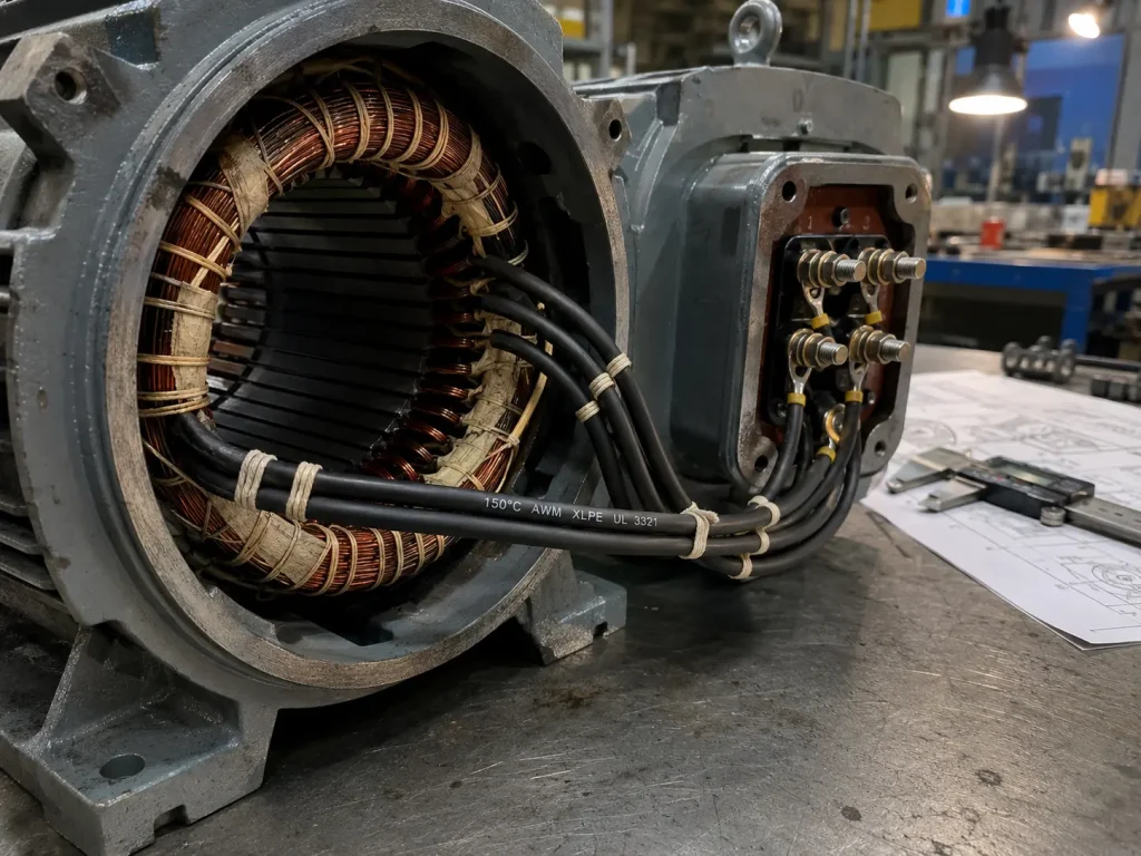 UL 3321 XLPE wire routed as motor lead internal wiring 150°C power assembly application