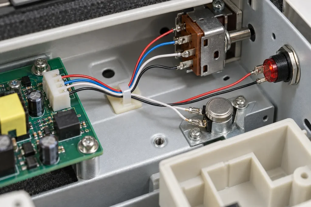 UL 1007 26 AWG PVC leads making fine-gauge internal component connections inside an appliance