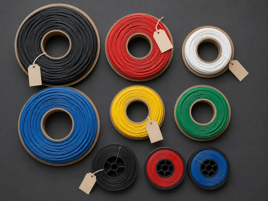 UL 1007 bulk PVC wire reels in multiple AWG sizes and colours packaged for OEM order fulfillment