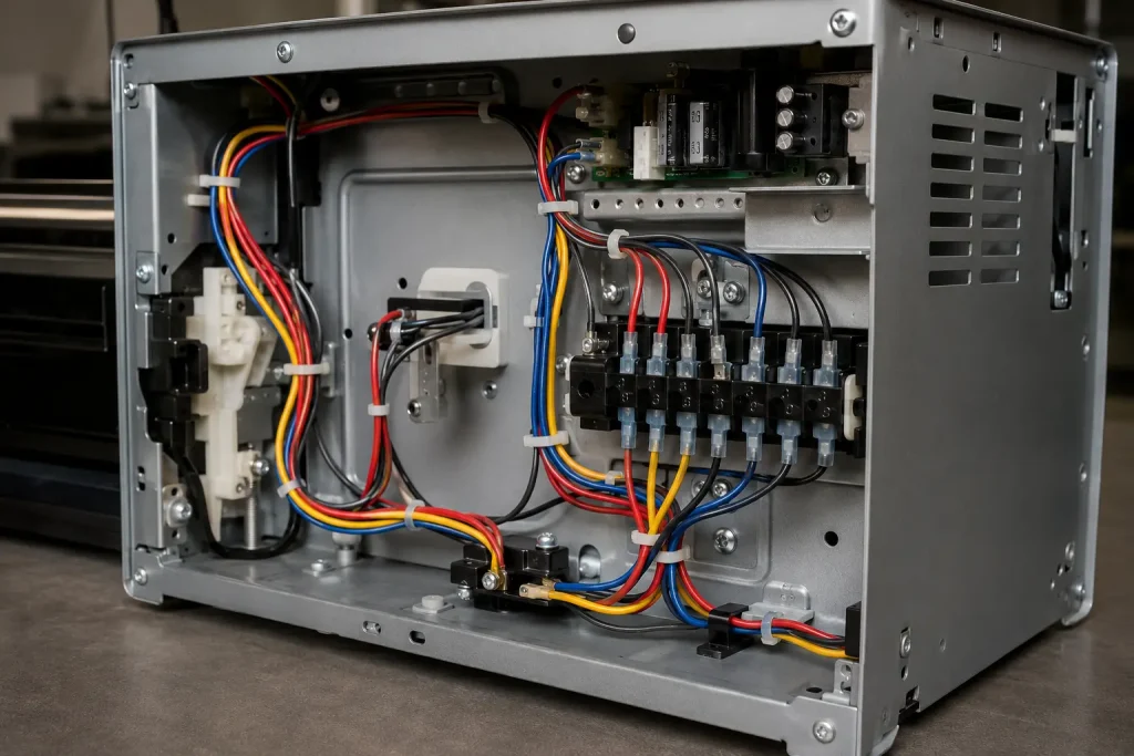 UL 1007 PVC insulated hook-up wire routed inside appliance chassis for internal wiring connections
