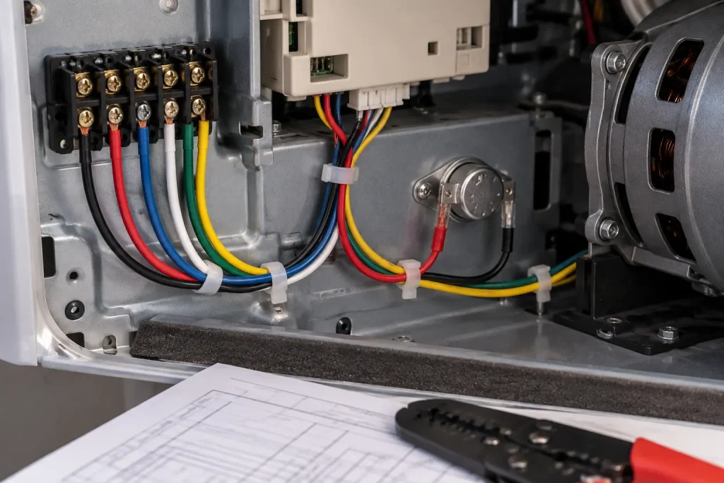UL 1015 16 AWG PVC leads installed as drawing-controlled fixed internal wiring inside an appliance