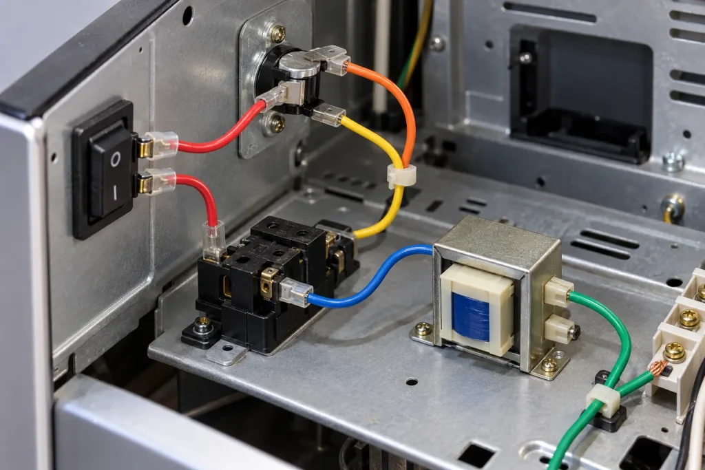 UL 1015 PVC hook-up leads making component-to-component connections inside an appliance
