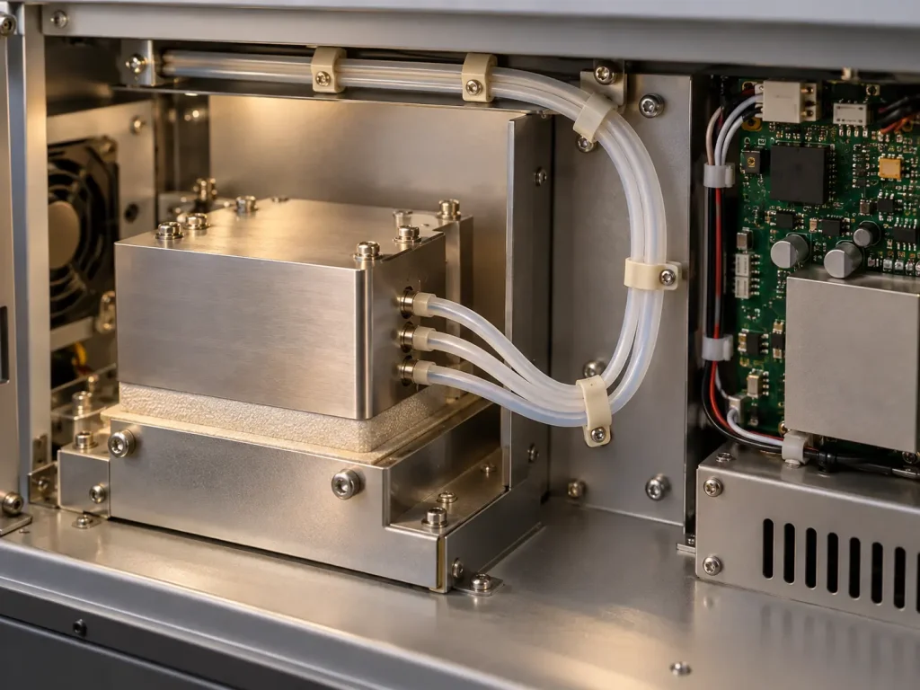 UL 10362 PFA wire routed as internal high-temperature wiring inside laboratory or testing instrument enclosure