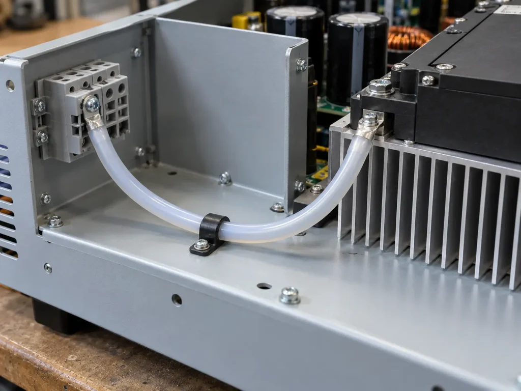 UL 1332 14 AWG FEP wire routed as internal lead wiring inside appliance power-section assembly