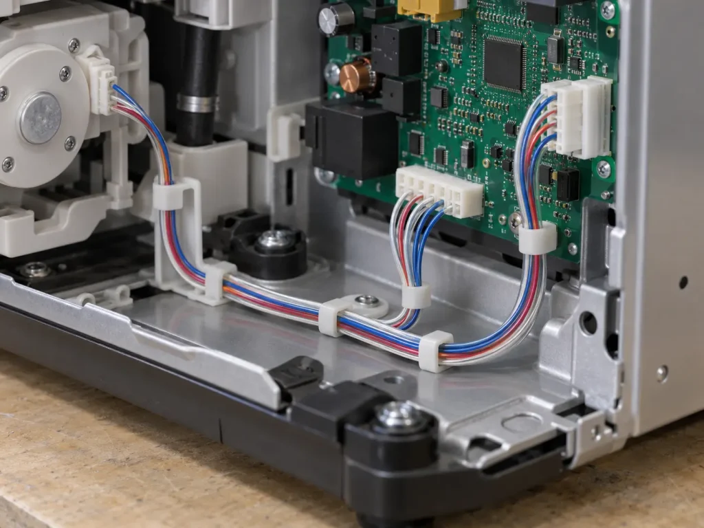 UL 1332 22 AWG FEP wire routed as internal control-lead wiring between control modules inside appliance enclosure