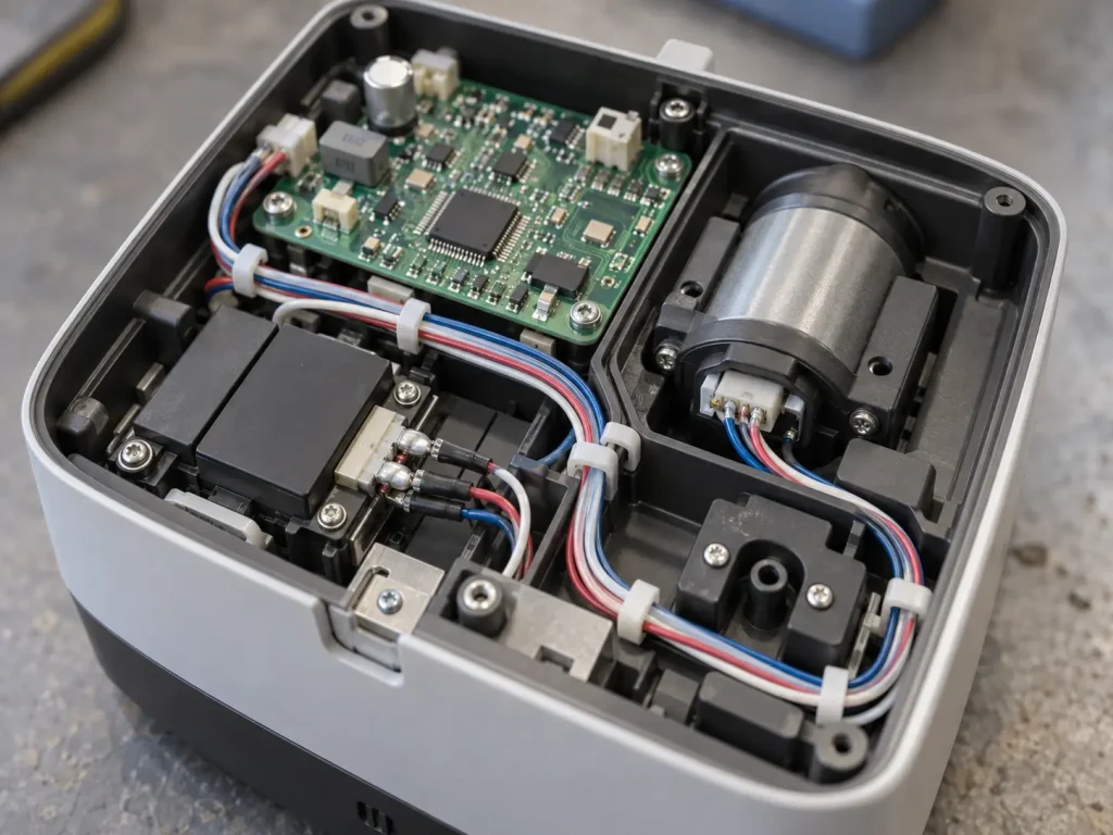 UL 1332 24 AWG FEP wire routed inside compact appliance enclosure for internal wiring connections