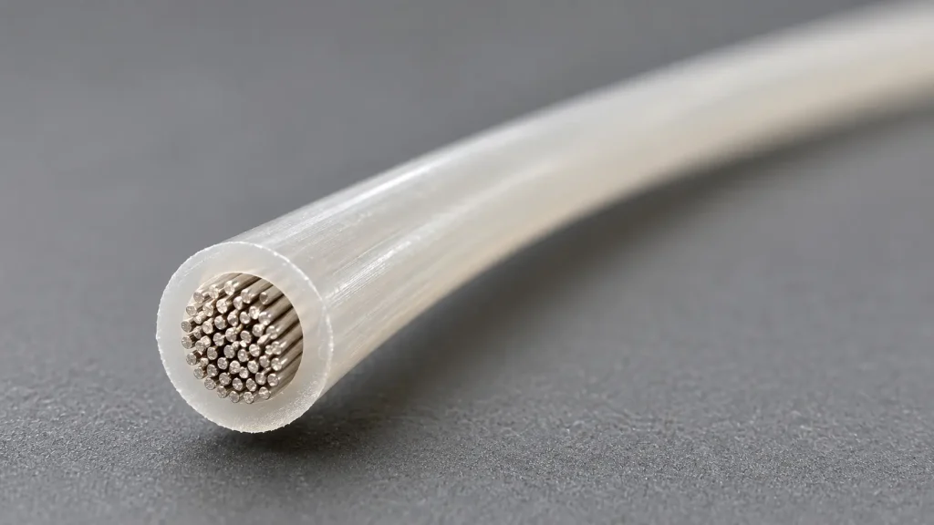 UL Style 1332 26 AWG FEP wire cross-section diagram showing conductor, 13 mil FEP insulation, and optional covering