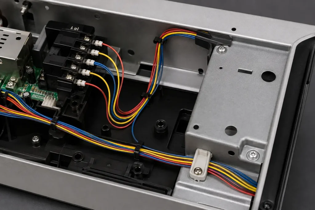 UL 1332 30 AWG FEP insulated wire routed inside appliance chassis for internal wiring connections