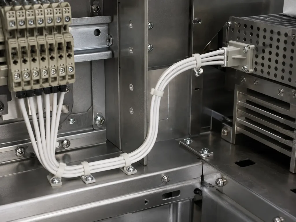 UL 1659 PTFE wire protected internal routing in high temperature equipment enclosure, 250°C 600V AC internal wiring