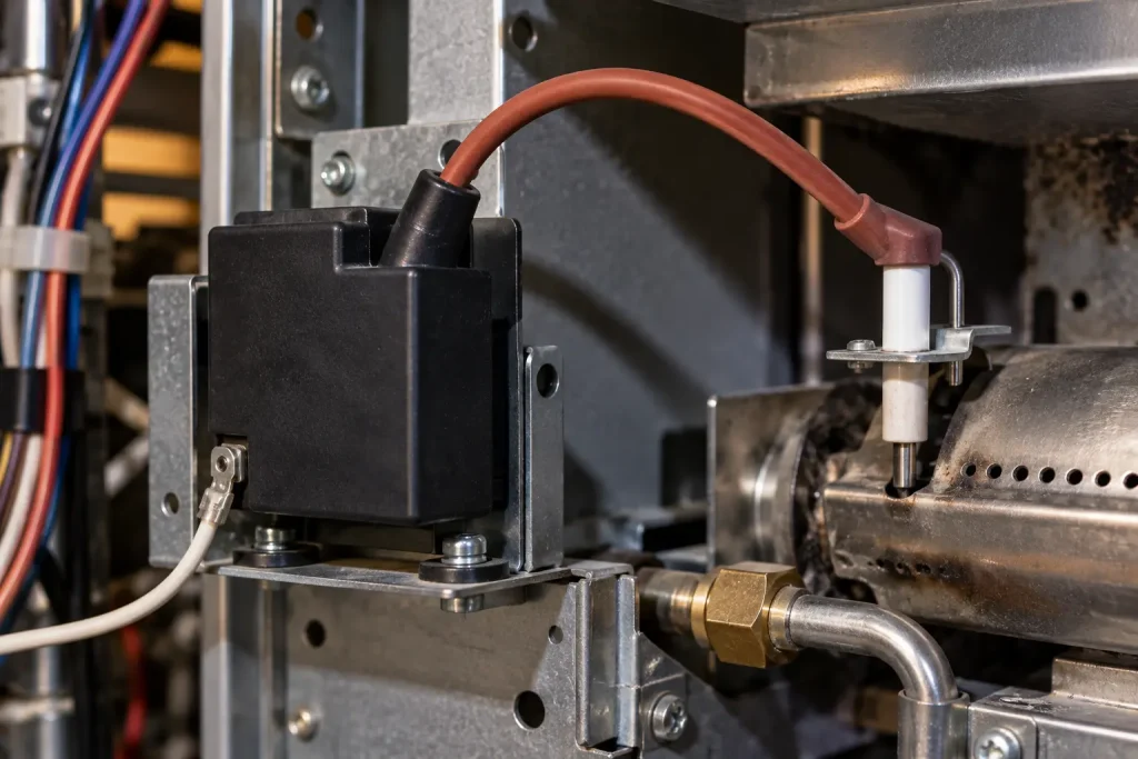 UL 1911 high voltage lead routed within the electronic gas ignitor section of gas-fired equipment