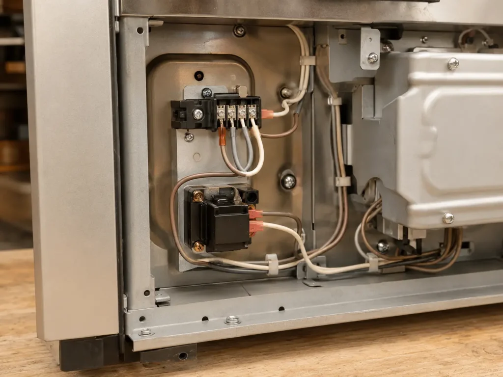 UL 3071 18 AWG silicone wire routed as internal lead wiring inside heating equipment enclosure