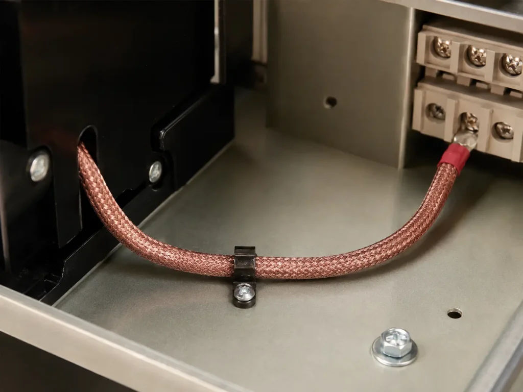 UL 3122 16 AWG silicone wire with lacquered braid routed for internal wiring connections