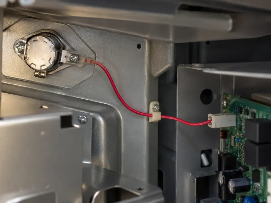 UL 3135 26 AWG silicone wire routed as internal thermostat lead wiring terminating inside totally enclosed appliance assembly