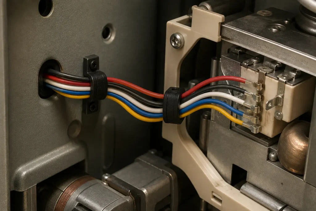 UL 3135 silicone insulated wire routed inside totally enclosed appliance assembly, multi-colour lead identification