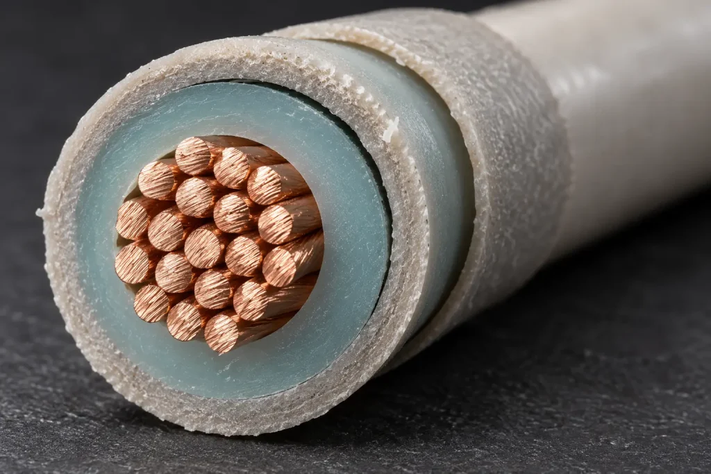 Macro cross-section of UL 3239 wire showing an optional covering over the insulation