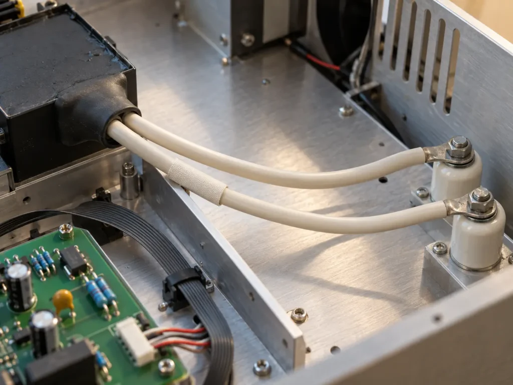 UL 3239 high voltage DC lead terminated inside electronic equipment as protected internal wiring