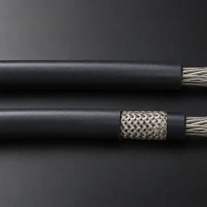 UL 3239 high voltage DC wire samples shown shielded and unshielded, illustrating the optional shield construction decision
