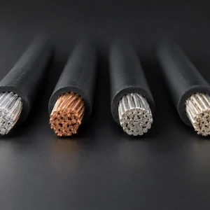UL 3239 conductor samples showing nickel-plated copper alongside other permitted copper finishes for high voltage DC wire