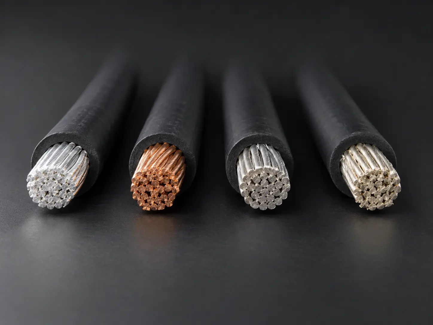 UL 3239 conductor samples showing nickel-plated copper alongside other permitted copper finishes for high voltage DC wire