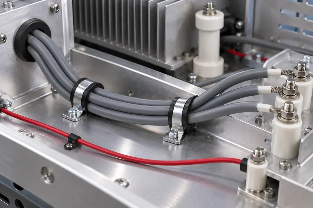 UL 3239 high voltage DC wire routed in a protected internal wiring section of plasma-related equipment