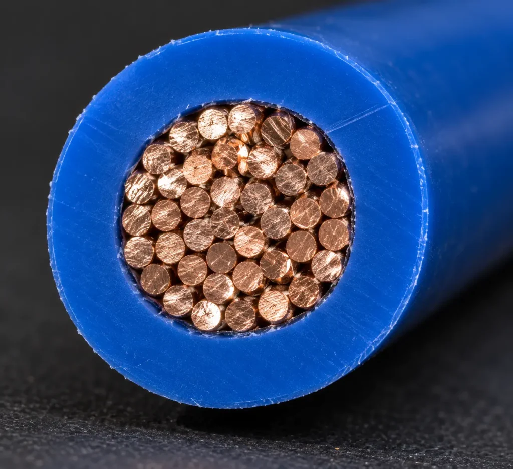 Macro cross-section of UL 3266 wire showing the extruded XLPE insulation wall over the conductor