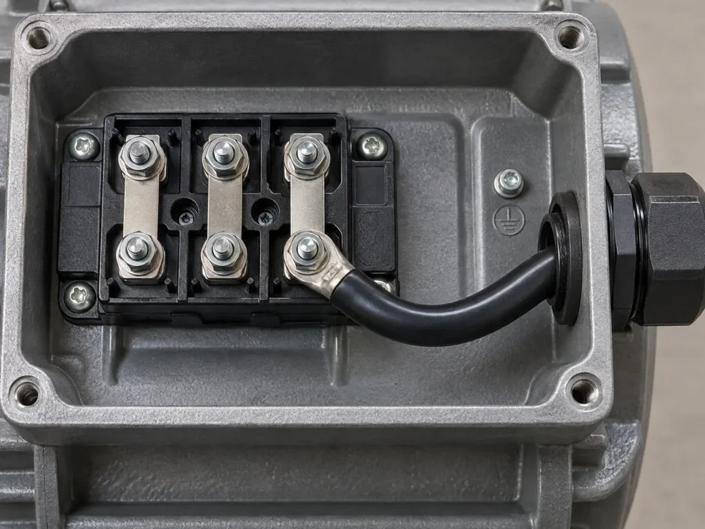 UL 3271 10 AWG XLPE wire terminated as motor lead connection at motor terminal box