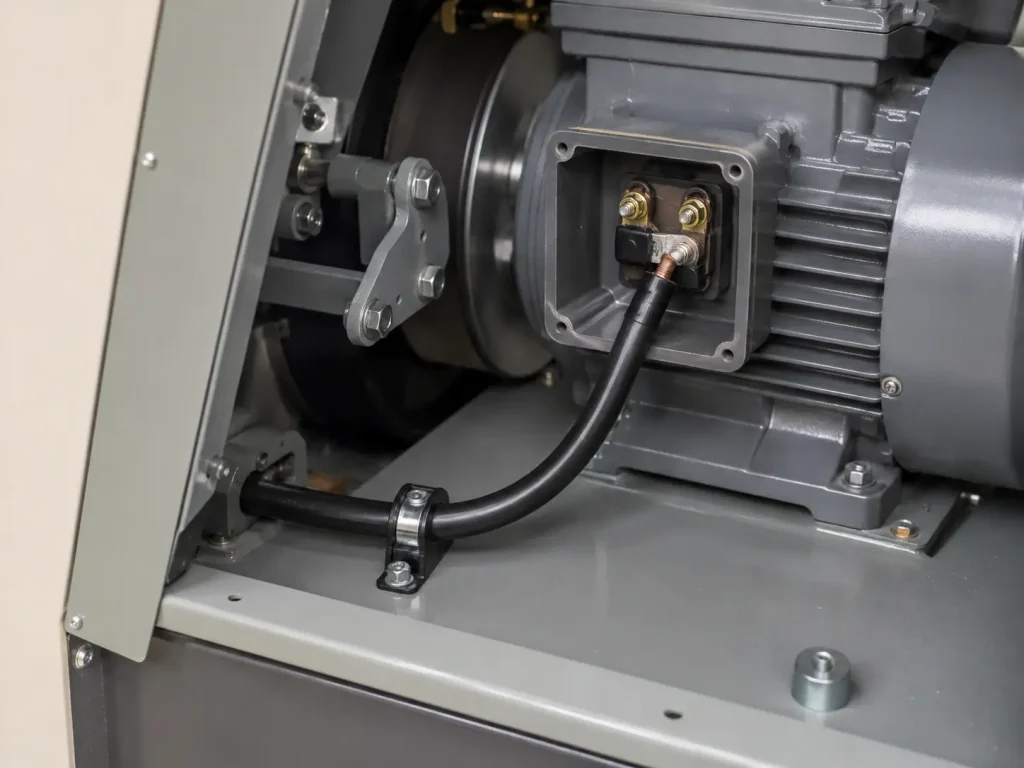 UL 3271 8 AWG XLPE wire routed as protected motor lead inside appliance internal wiring assembly