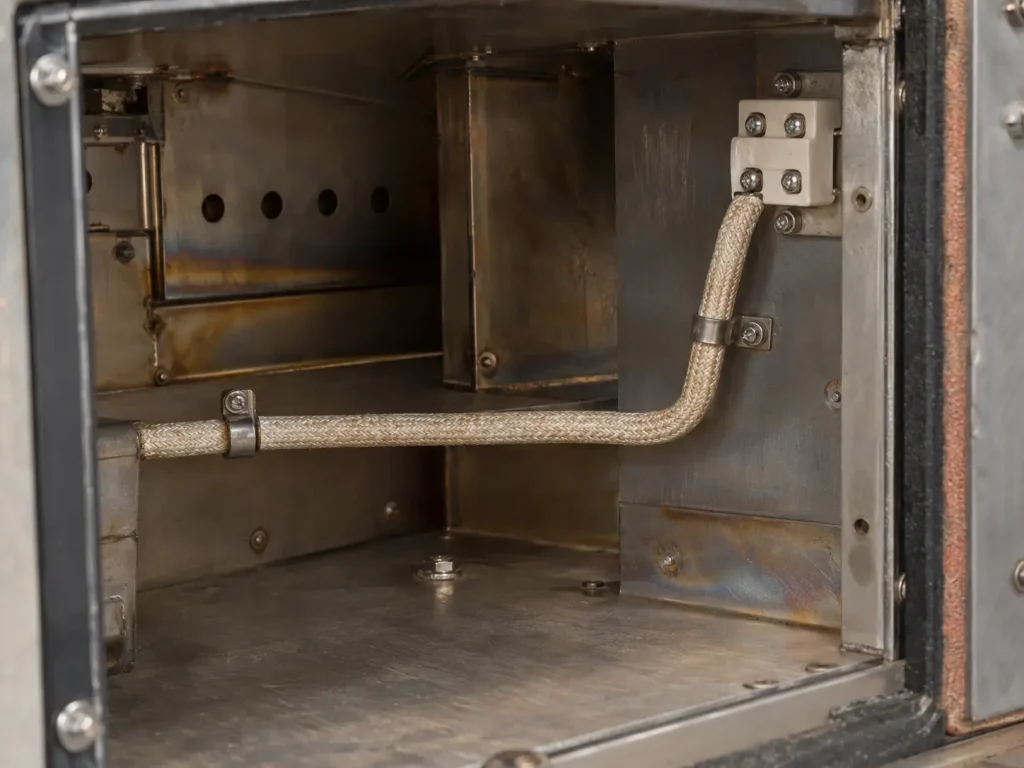UL 5107 mica glass wire installed as fixed, mechanically protected internal wiring inside furnace or heater equipment